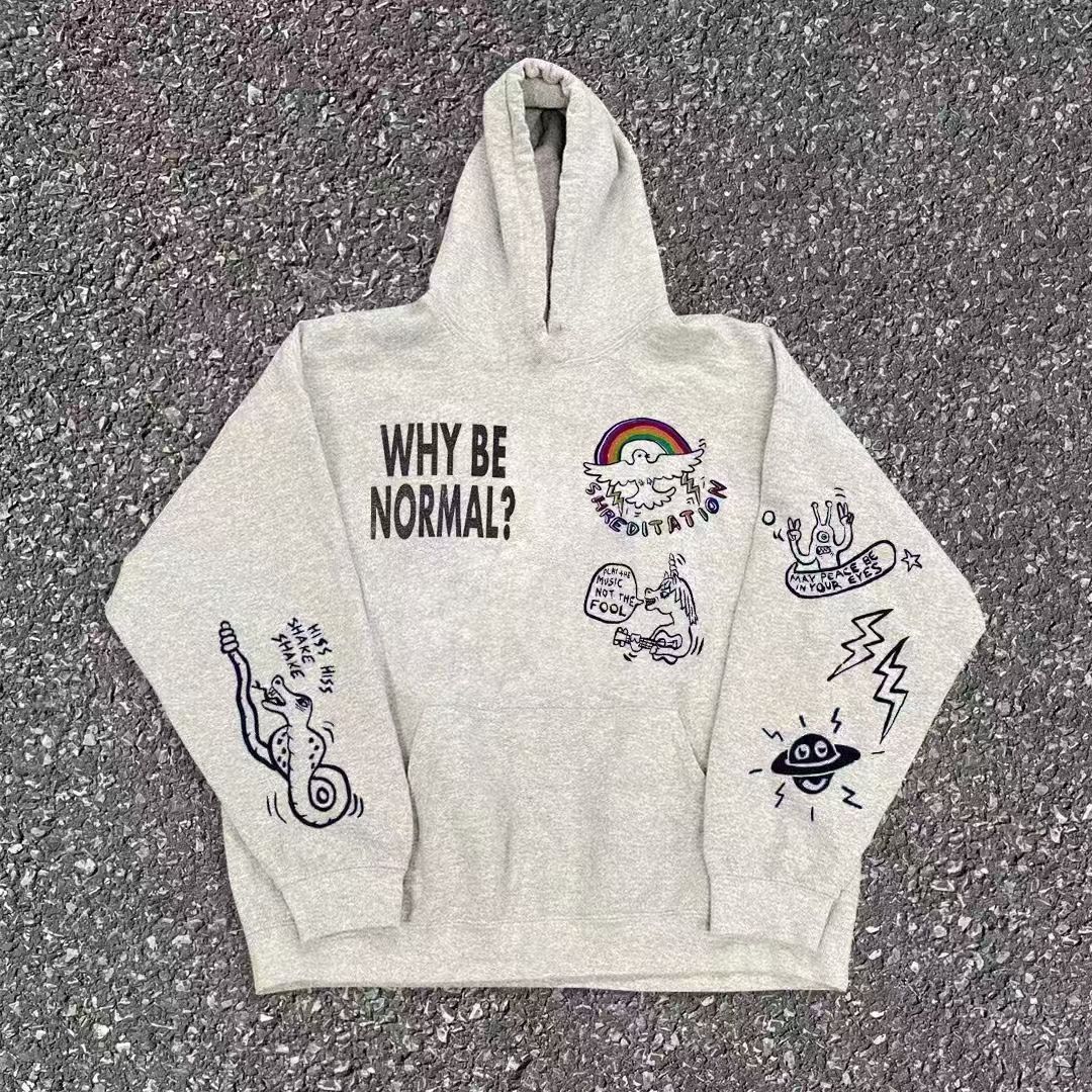 Japanese Brand Grey washed retro rainbow print hoodie y2k Size US M / EU 48-50 / 2 - 1 Thumbnail