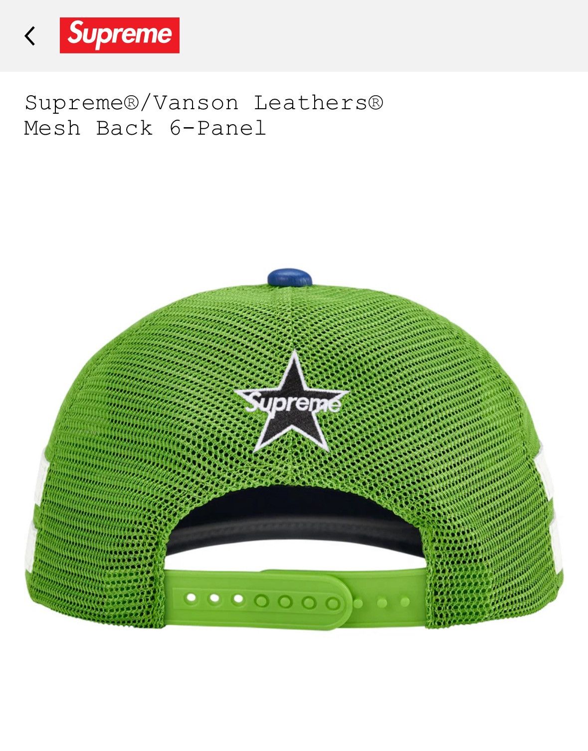 Supreme Vanson Leathers Mesh Hat Royal