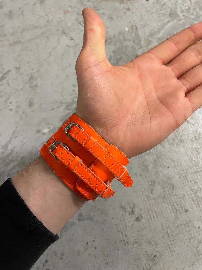 Maison Margiela Maison Margiela Orange Leather Armband Size ONE SIZE - 4 Thumbnail