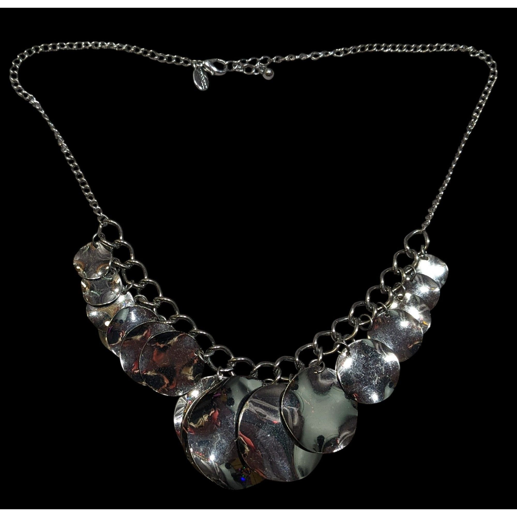 Express Express Abstract Graduated Disc Fringe Necklace Gunmetal Ton Size ONE SIZE - 1 Thumbnail