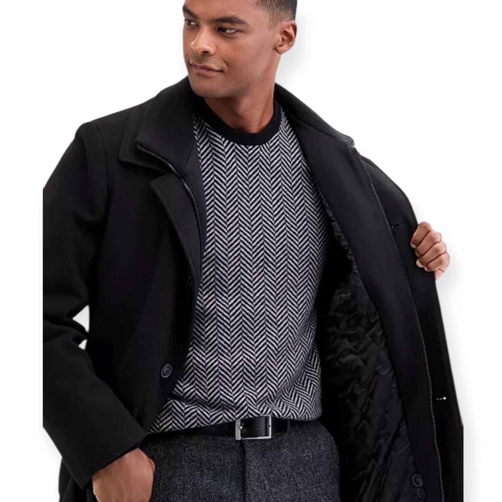 Calvin Klein Calvin Klein Coleman Overcoat Mens 48R Black Wool Coat EUC Size US XL / EU 56 / 4 - 4 Thumbnail