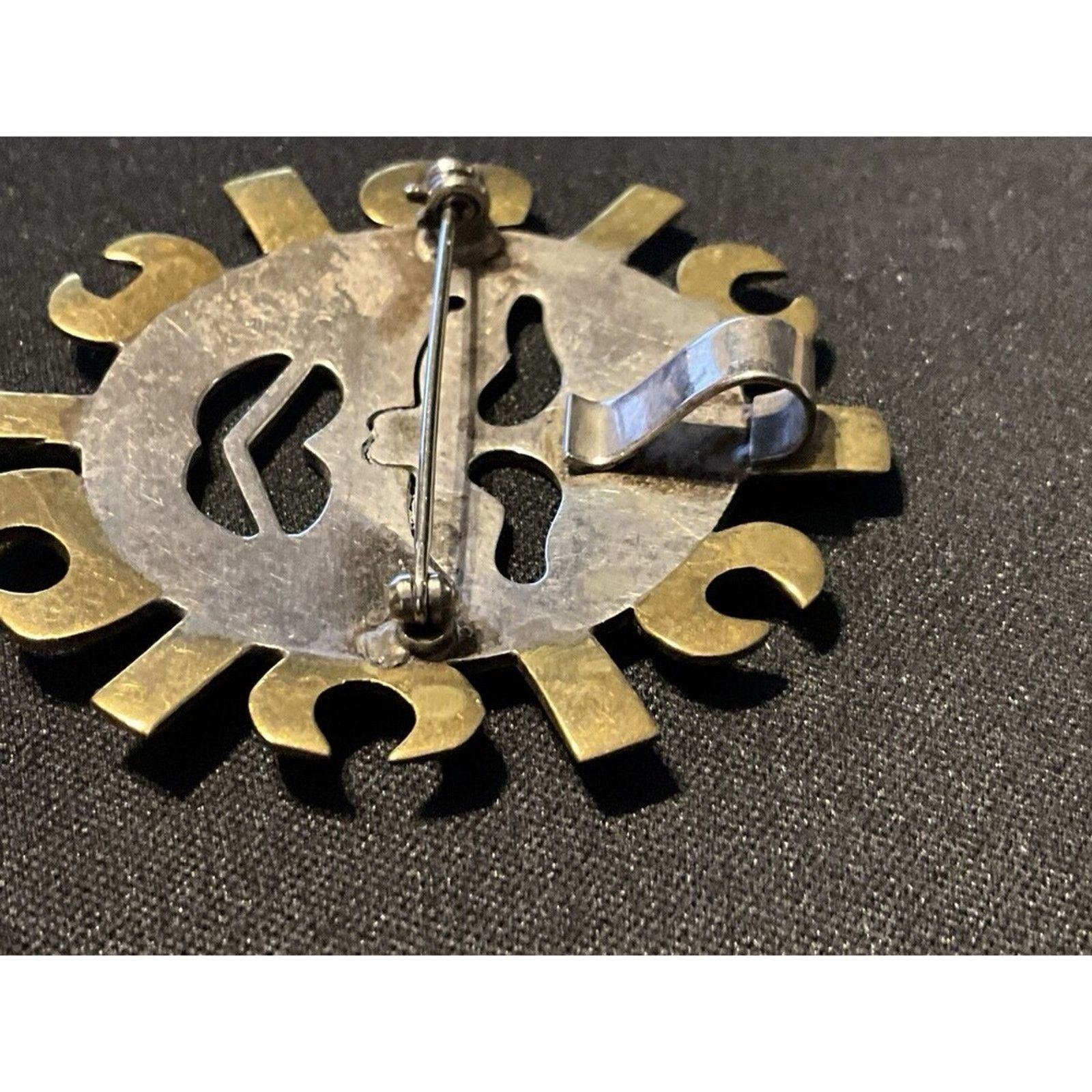 Other 925 Silver and Brass Vintage Aztec Sun Beam Brooch/Pendant Size ONE SIZE - 6 Thumbnail