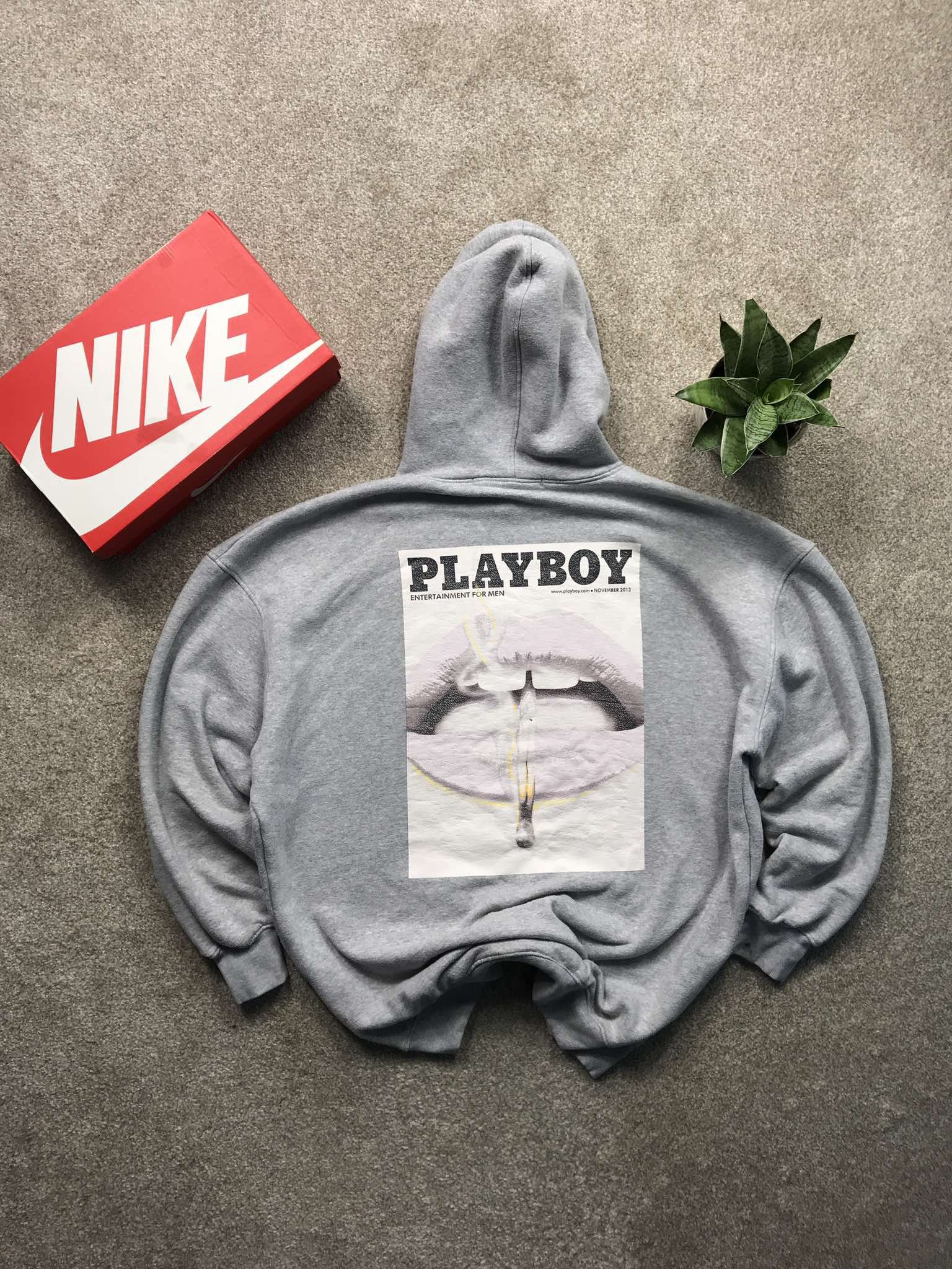 Playboy Streetwear Vintage PlayBoy Hoodie Gray Large Vintage Oversize Y2K Logo Grailed