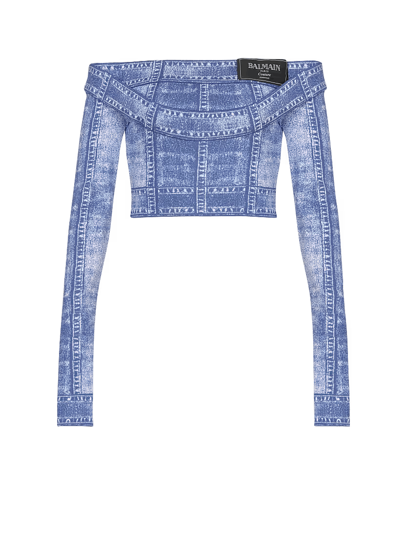 o1s1wg111225 Denim Trompe Loel Top in Blue