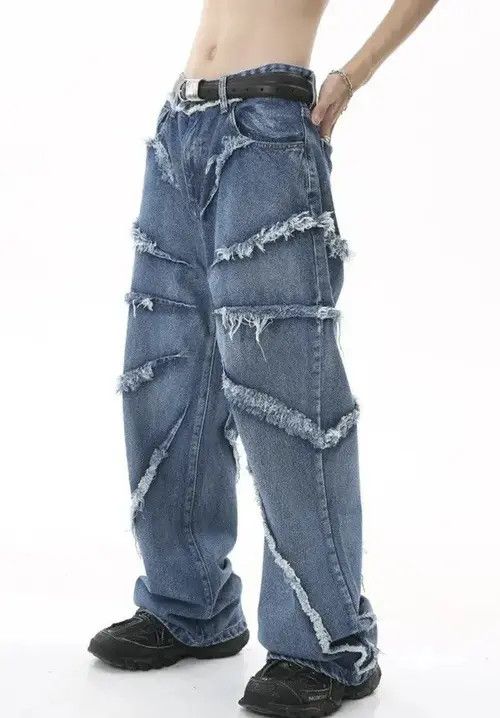 Japanese Brand × Jean Raw edge wide-leg jeans with retro design Size US 32 / EU 48 - 3 Thumbnail