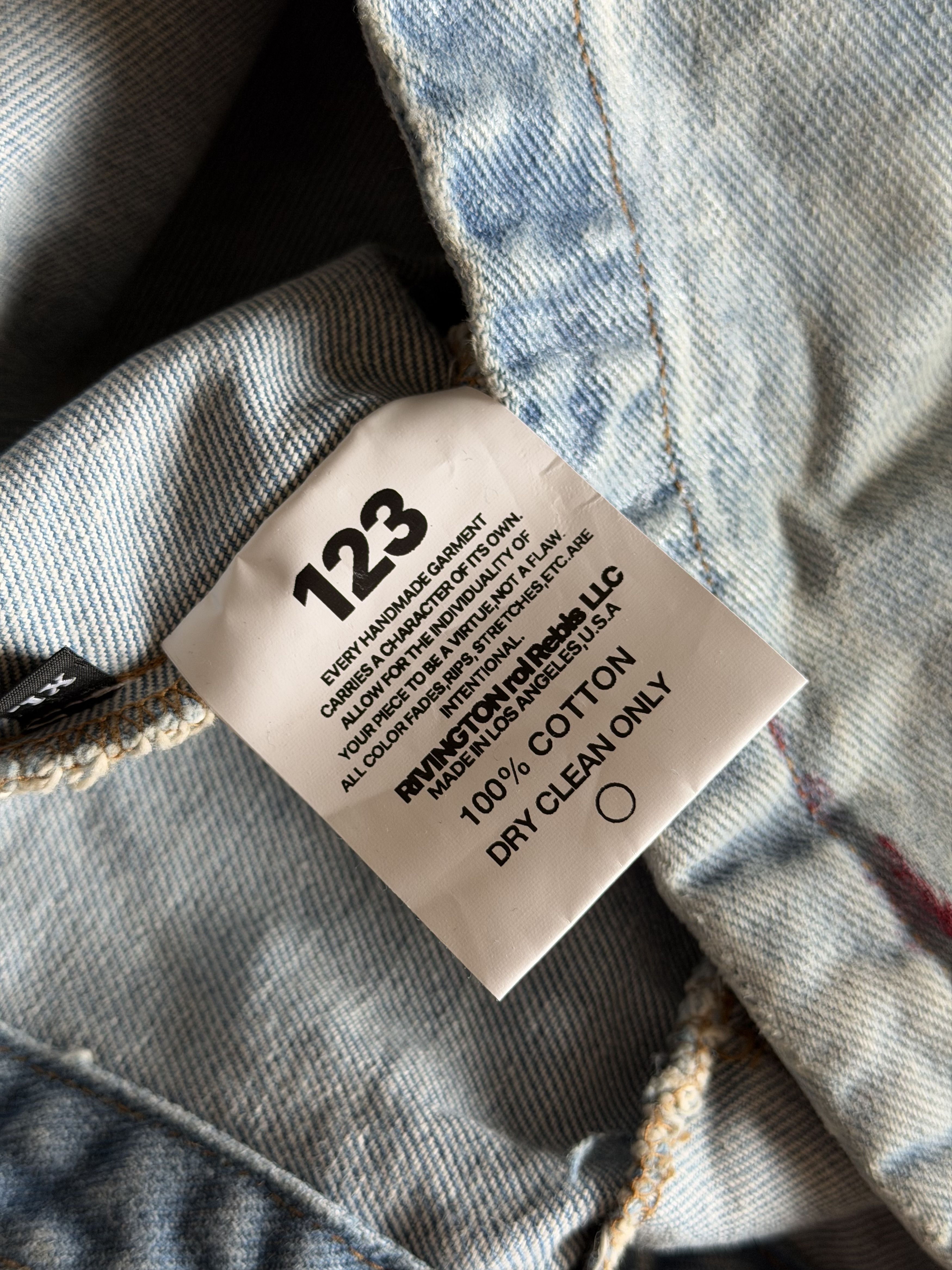 RRR-123 RRR123 Painted Rose Denim Trucker Jacket Size US XL / EU 56 / 4 - 11 Thumbnail