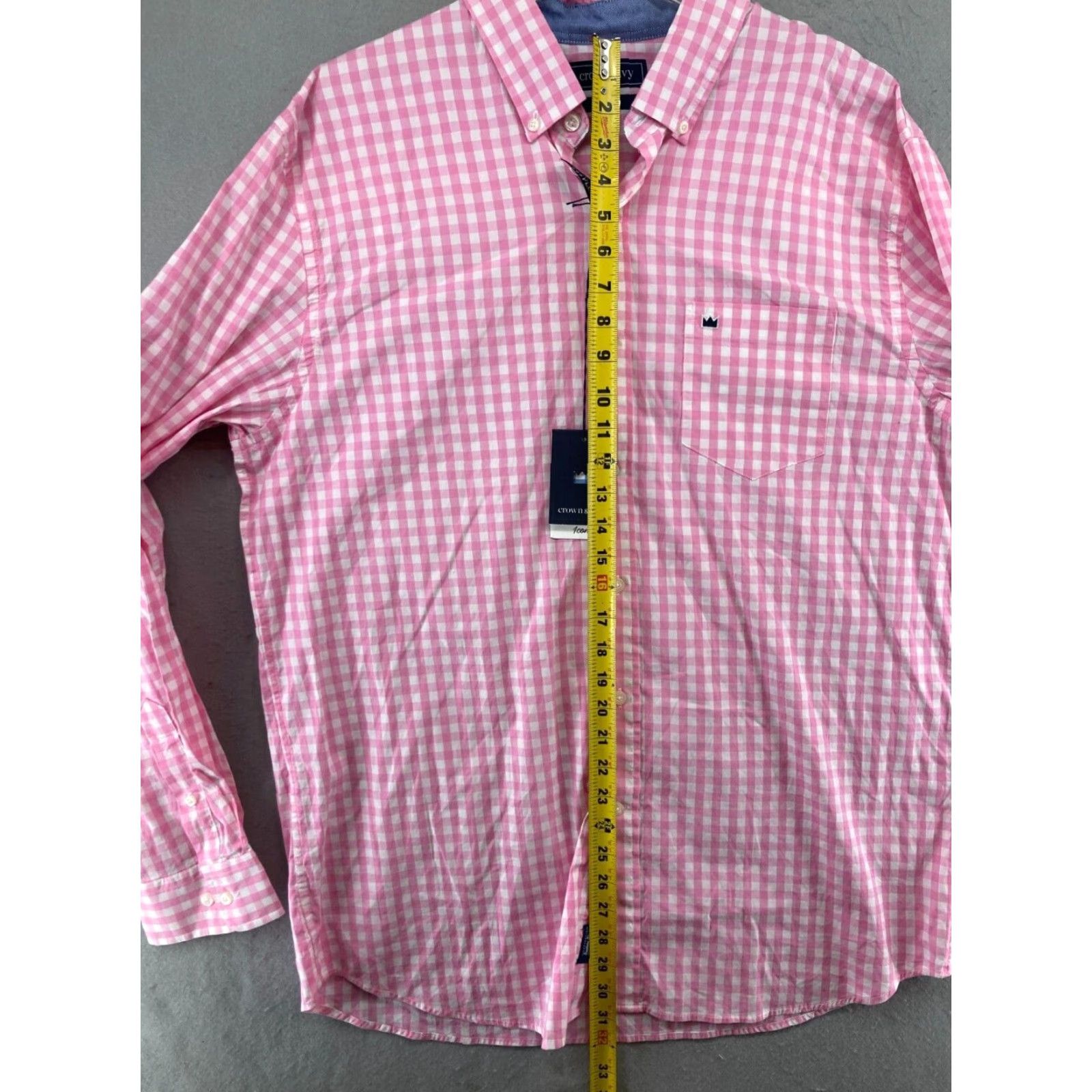 Vintage Crown & Ivy Shirt Mens Large Pink Check Classic Fit NWT Motion Flex Button-Up Collared Long Sleeve Cotton Blend Size US L / EU 52-54 / 3 - 3 Thumbnail