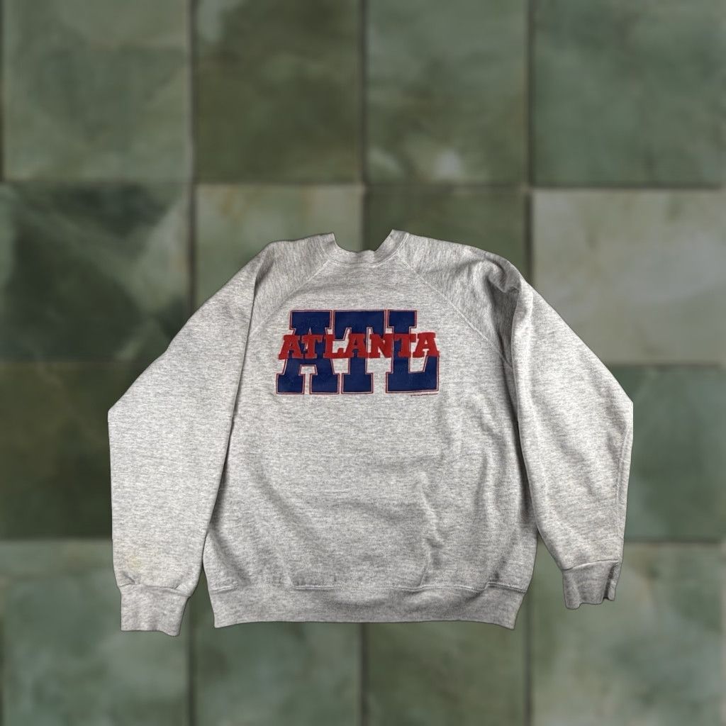 Vintage VINTAGE Atlanta Sweatshirt Mens XL Gray Crewneck 1991 Gear For Sports City Graphic Print Pullover Cotton Polyester 1049 Size US XL / EU 56 / 4 - 1 Thumbnail