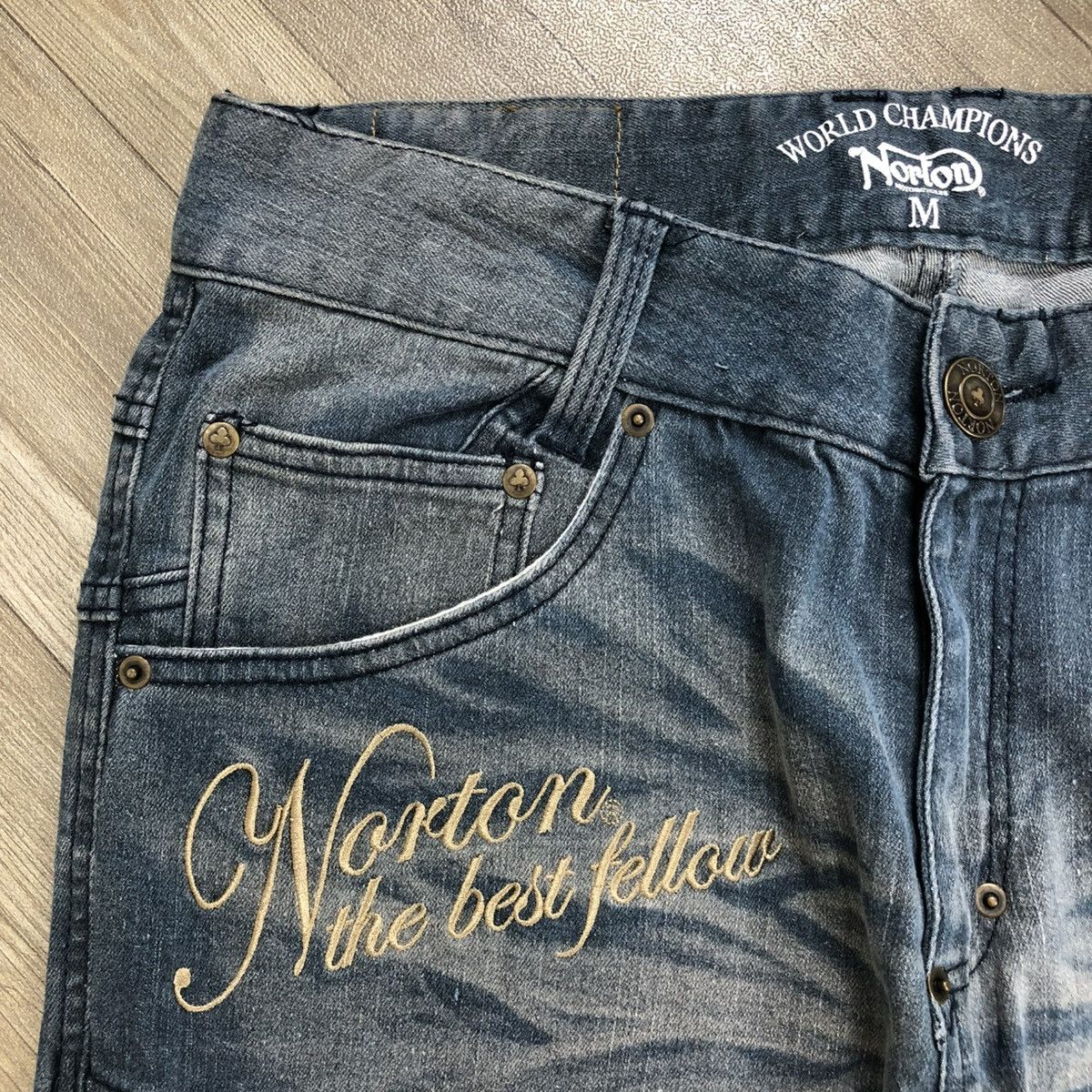 Norton × Sports Specialties 2000s Norton World Champions Biker Jeans Size US 31 - 5 Thumbnail