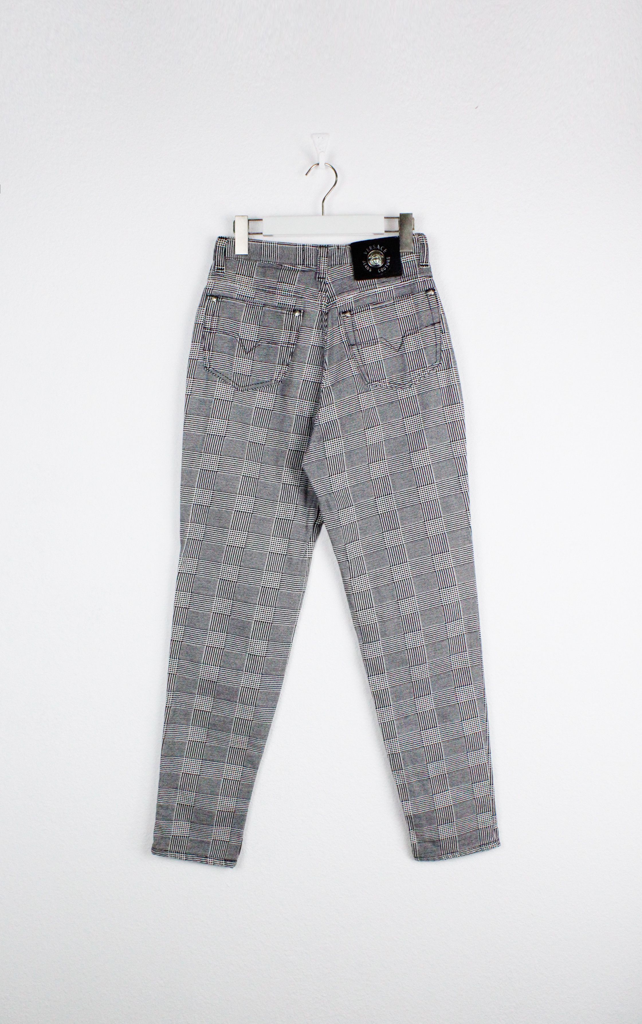 Versace Jeans Couture × Vintage Versace Jeans Couture Houndstooth Check Baroque Pants Size 29" - 4 Thumbnail