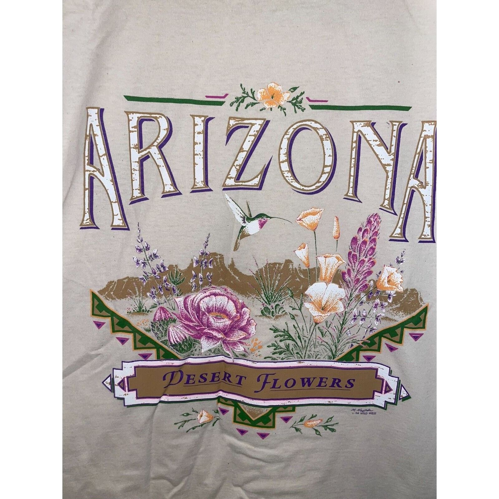 Jerzees 90s Vintage Arizona Desert Flowers White Shirt VTG L Large Size US L / EU 52-54 / 3 - 2 Thumbnail