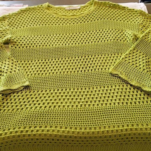 Designer Anrabess Lime Green Knit Long Sleeve Lightweight Sz. L Sweat Size L / US 10 / IT 46 - 5 Thumbnail