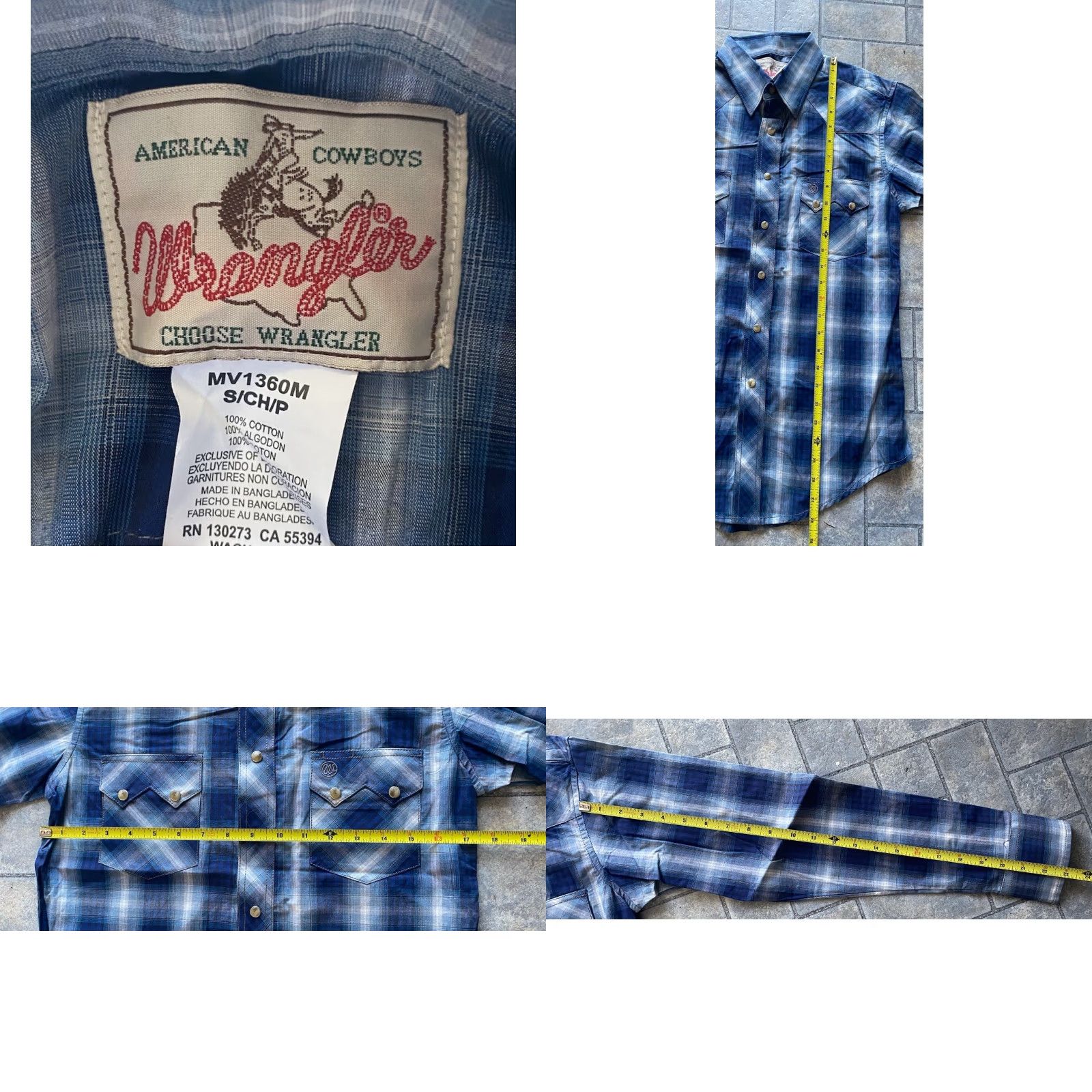 Wrangler Wrangler Shirt Western Plaid Snap Long Sleeve Blue S Men Regular Button-Up Shirt Size US S / EU 44-46 / 1 - 8 Thumbnail