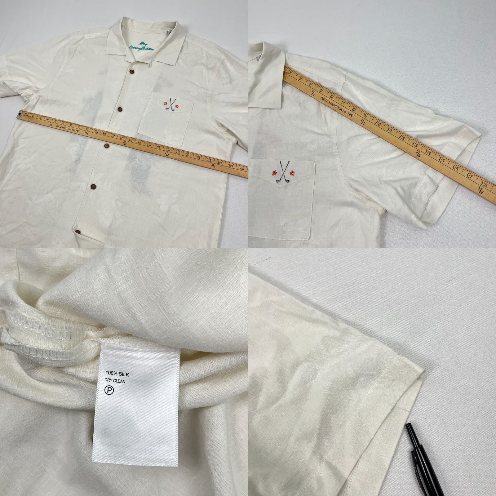 Tommy Bahama Tommy Bahama Shirt Mens L Ivory Silk Course Calling Golf Button Loop Collar Size US L / EU 52-54 / 3 - 8 Thumbnail