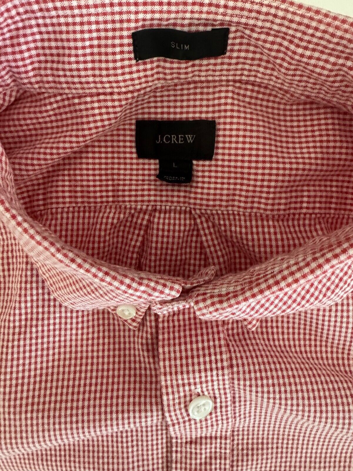 J.Crew J Crew Size L Men’s Slim Fit Red White Check Button Size US L / EU 52-54 / 3 - 5 Thumbnail