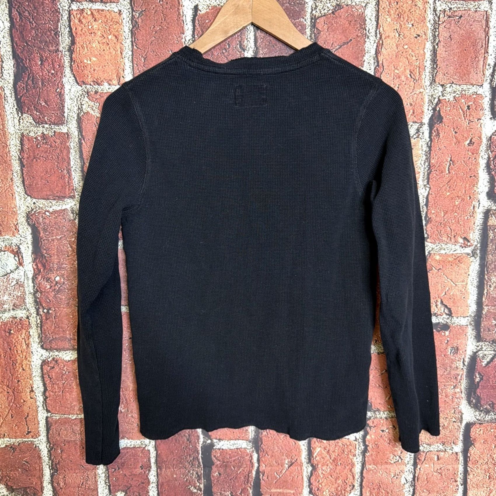 Vintage PACT Womens Shirt Small Black Waffle Knit Thermal Henley Organic Cotton Size S / US 4 / IT 40 - 3 Thumbnail