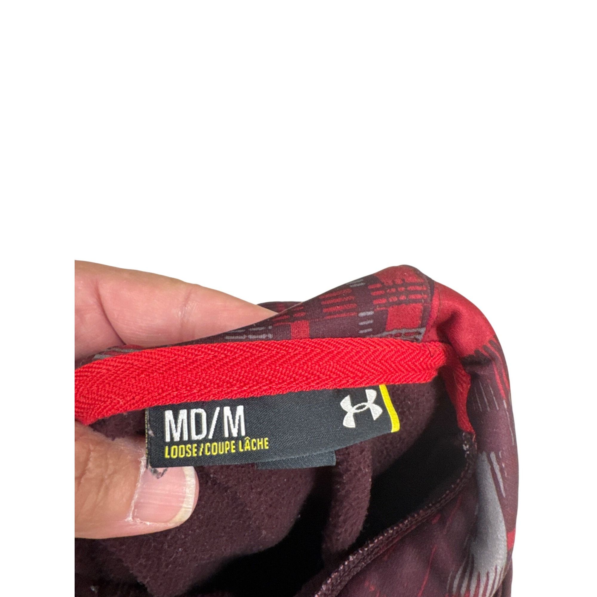 Under Armour Under Armour Mens Burgundy Hoodie With Plaid Logo & Red Draw Size US M / EU 48-50 / 2 - 7 Thumbnail