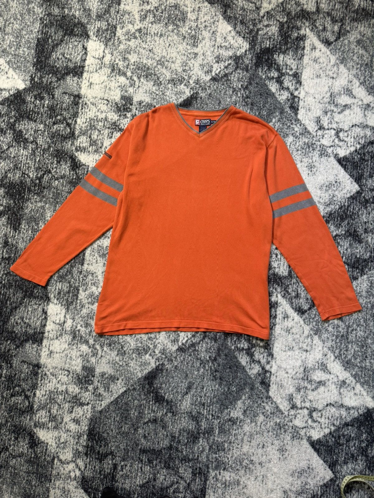 Chaps × Chaps Ralph Lauren × Vintage Vintage Chaps Ralph Lauren Sweatshirt Orange V-Neck Sweater Size US XL / EU 56 / 4 - 1 Thumbnail