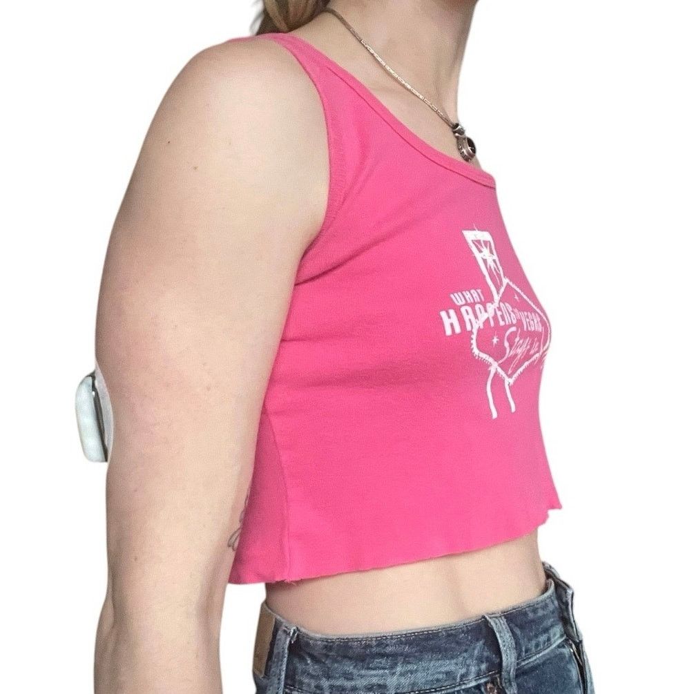 Anvil Anvil Pink Las Vegas Cropped Graphic Tank Top Size M / US 6-8 / IT 42-44 - 2 Thumbnail