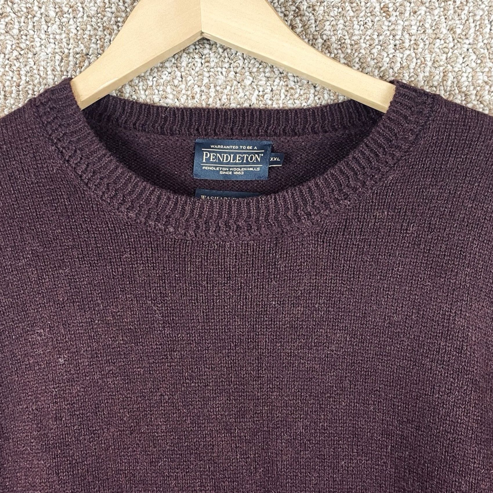 Pendleton Pendleton Sweater Mens 2XL Maroon Washable Shetland Wool Crew Neck Long Sleeve T478 Size US XXL / EU 58 / 5 - 2 Thumbnail