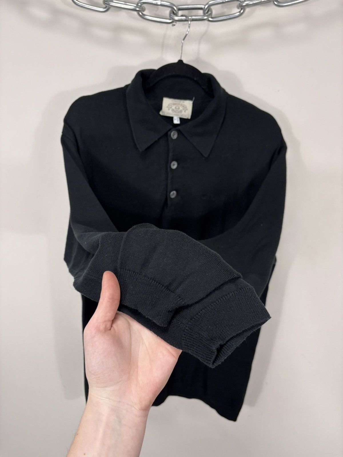 Armani Vintage Armani Jeans Men’s Black Long Sleeve Polo Shirt Size US L / EU 52-54 / 3 - 7 Thumbnail