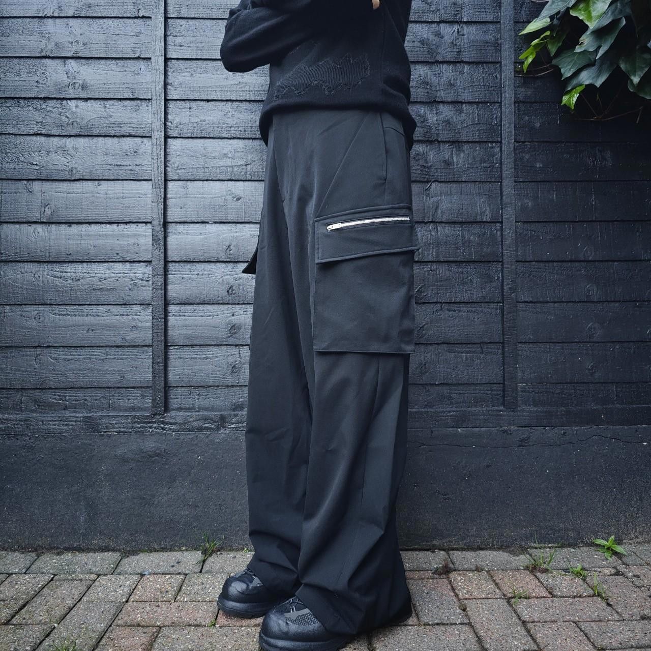 Other Japanese Black Wide Leg Cargo Zip Trousers Size US 32 / EU 48 - 2 Thumbnail