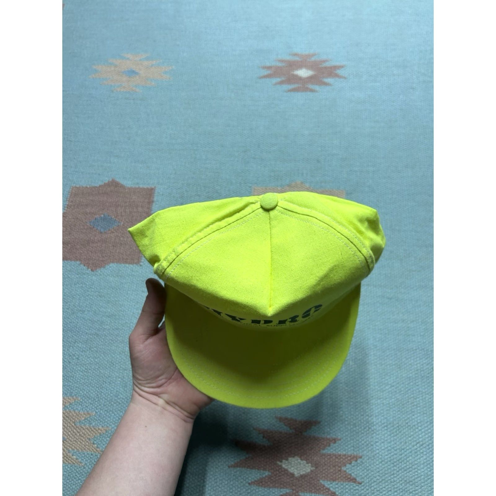 Vintage VINTAGE SnapBack hat cap hydro mechanical supply Michigan hi vis made in USA Mens Adjustable Yellow USA Snapback Size ONE SIZE - 3 Thumbnail