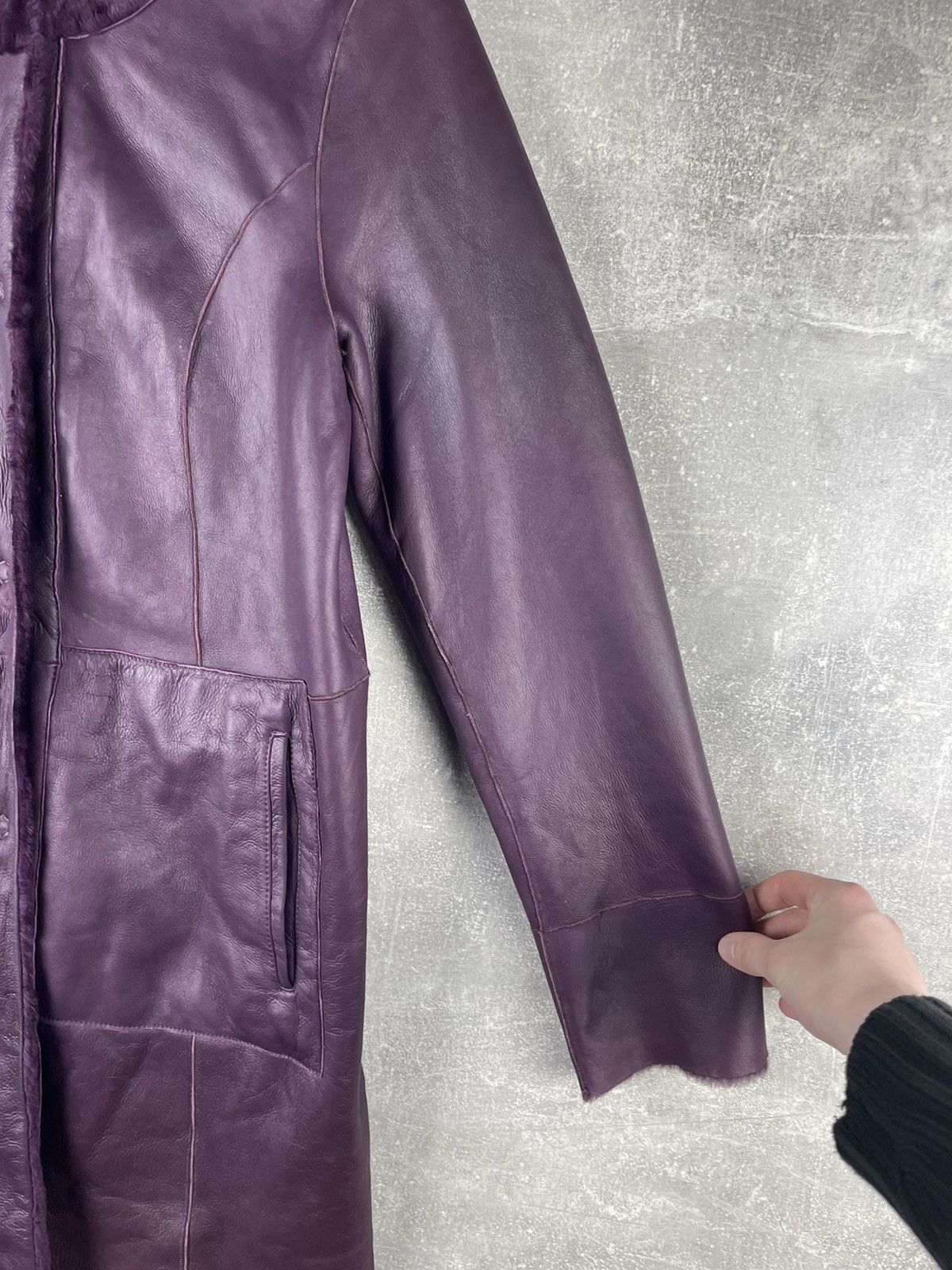 Drome DROMe Italian Shearling & Lambskin Leather Coat Aubergine Size M / US 6-8 / IT 42-44 - 4 Thumbnail