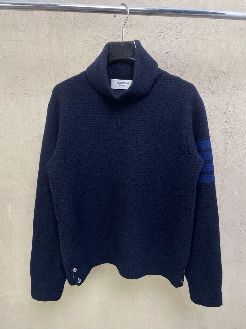Thom Browne Thom browne Dark blue four-striped turtleneck wool sweater Size US XS / EU 42 / 0 - 1 Thumbnail