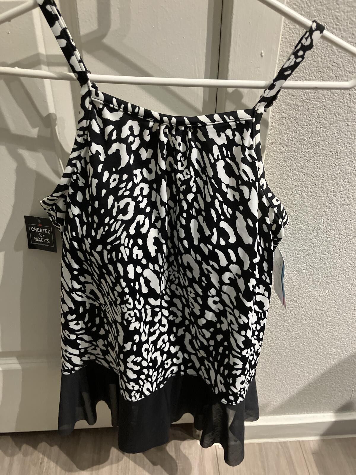 Other Black and White Animal Print Sleeveless Top with Ruffle Hem Size L / US 10 / IT 46 - 1 Thumbnail