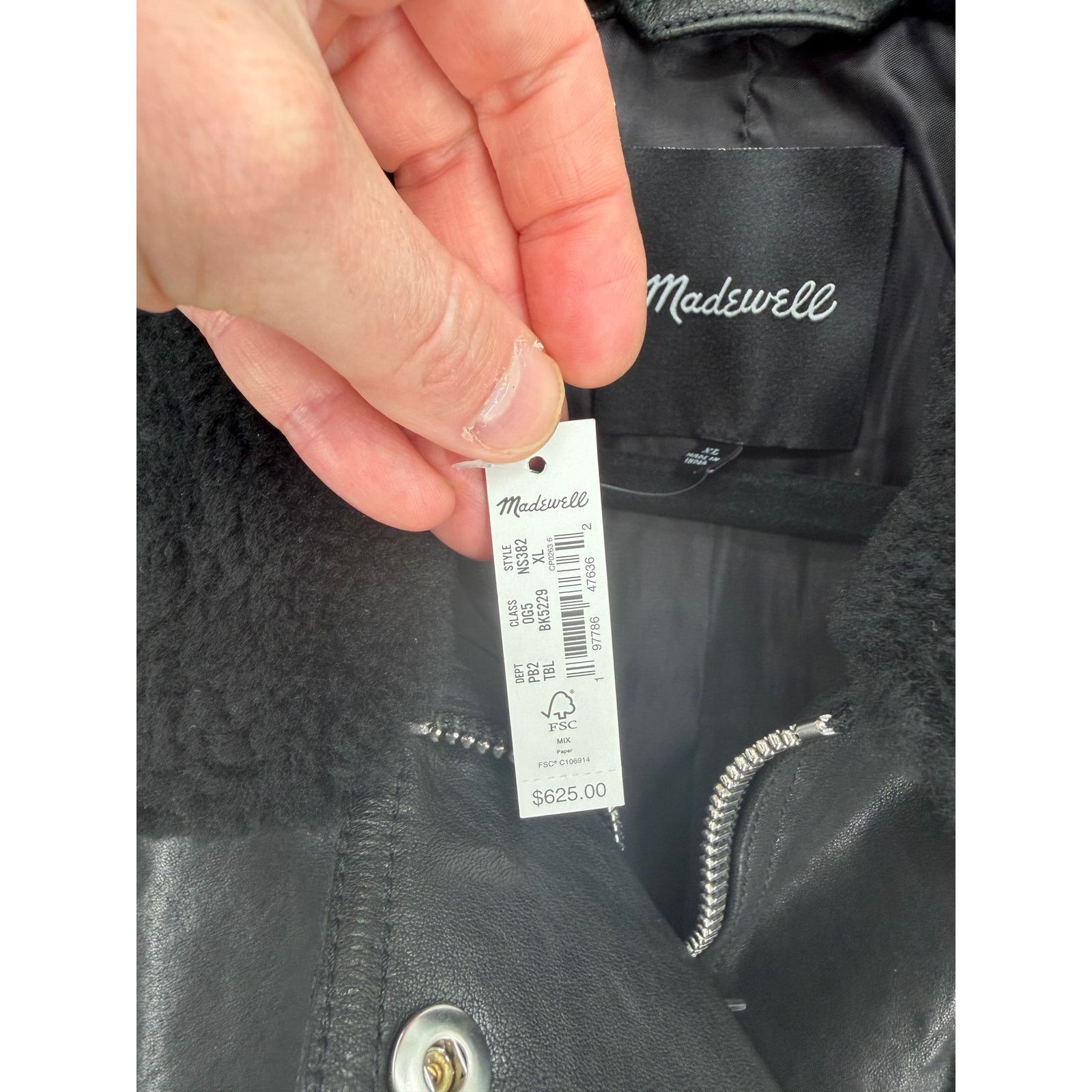 Madewell NWT Madewell Sherpa-Collar Asymmetric Zip Leather Jacket Size XL / US 12-14 / IT 48-50 - 5 Thumbnail