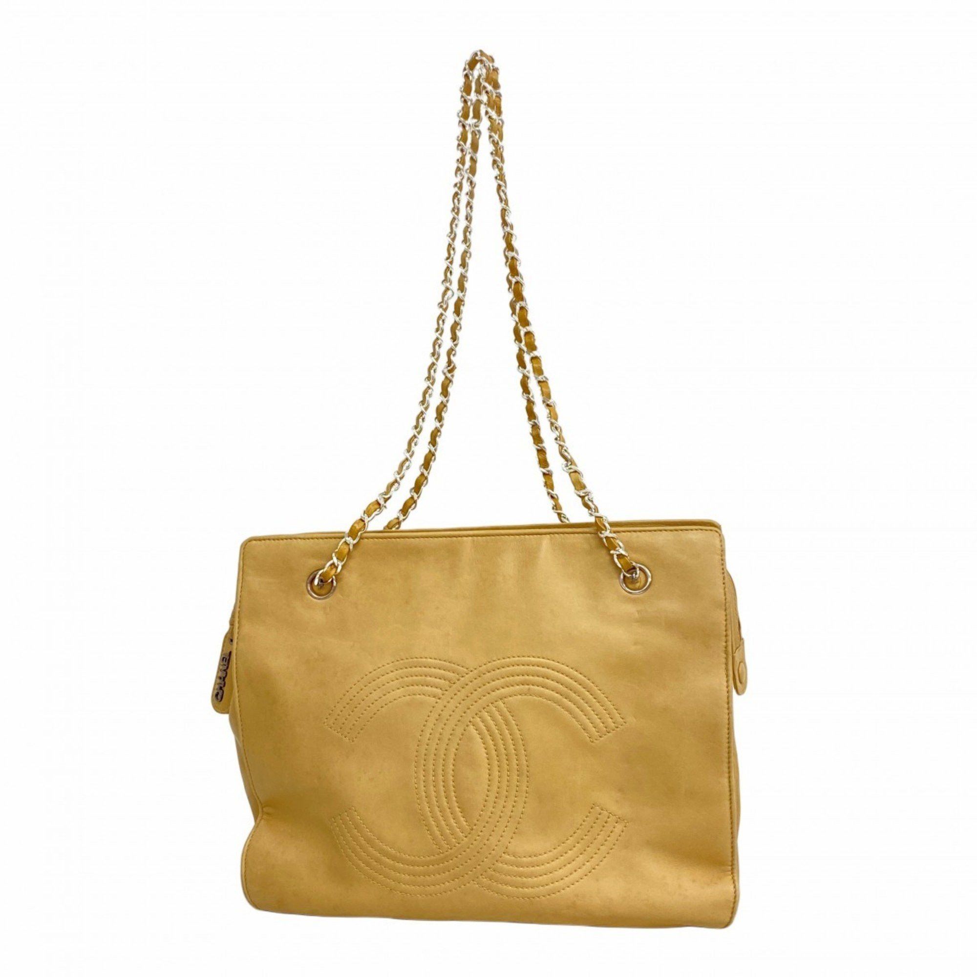 Chanel Tote Bag Chain Lambskin Beige Ladies, Women's