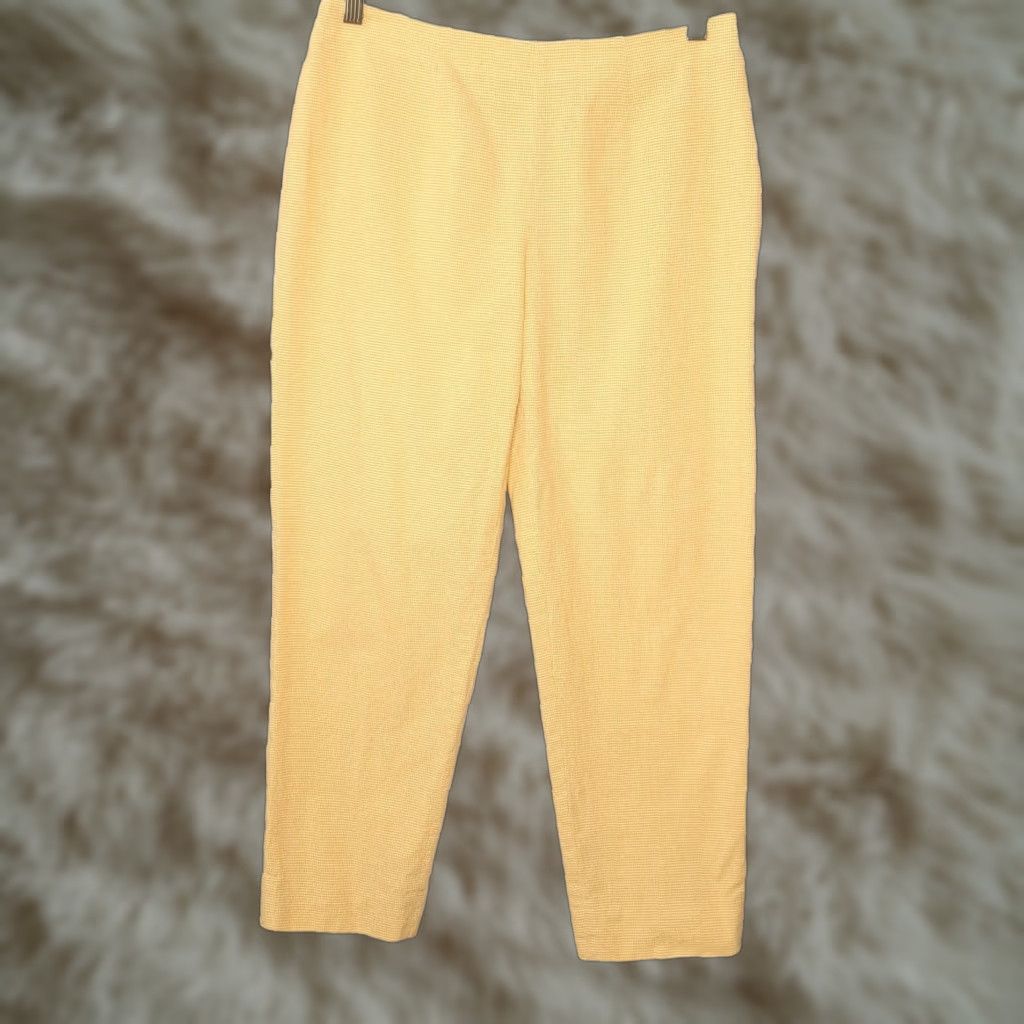 Piazza Sempione Piazza Sempione Audrey Pants Cropped Yellow Plaid Flat Front Zip 30x25 Women Size 30" / US 8 / IT 44 - 1 Thumbnail