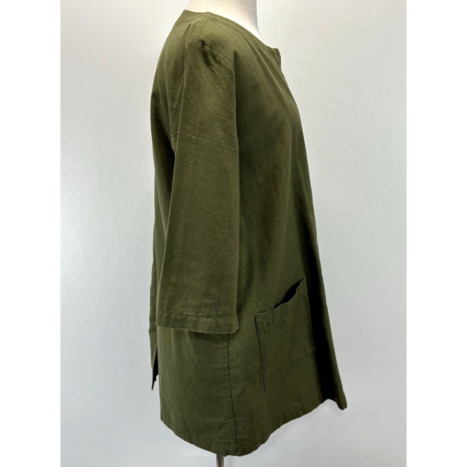 Eileen Fisher Eileen Fisher Jacket Women’s M Green Pockets Organic Cotton Lagenlook Minimalist Regular Open Front 3/4 Sleeve Casual Size M / US 6-8 / IT 42-44 - 4 Thumbnail