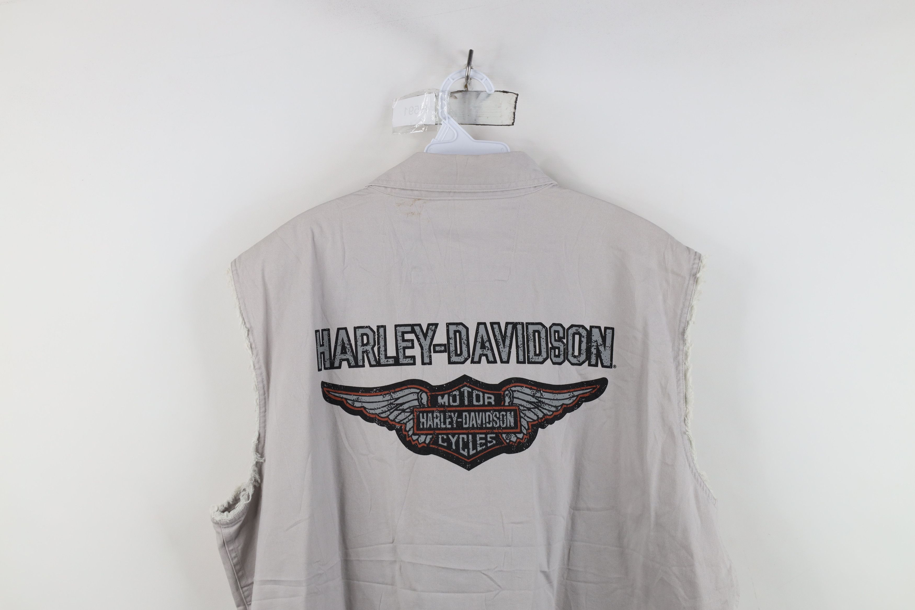 Harley Davidson Vintage Y2K Harley Davidson Off Sleeveless Button Down Shirt Size US XL / EU 56 / 4 - 13 Thumbnail