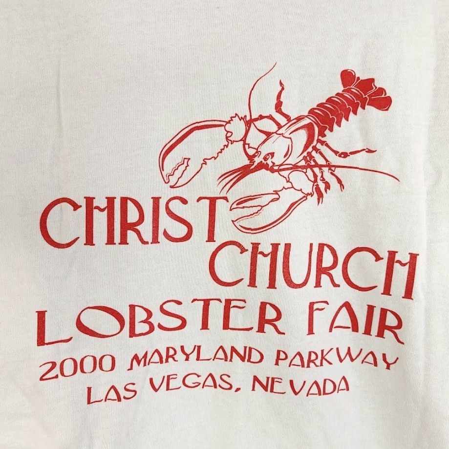 Anvil VINTAGE Christ Church Lobster Fair Polo Shirt Mens Size XL Y2K Vegas Christian Anvil White Cotton Short Sleeve Button-Up 90s Jesus Christ Size US XL / EU 56 / 4 - 5 Thumbnail