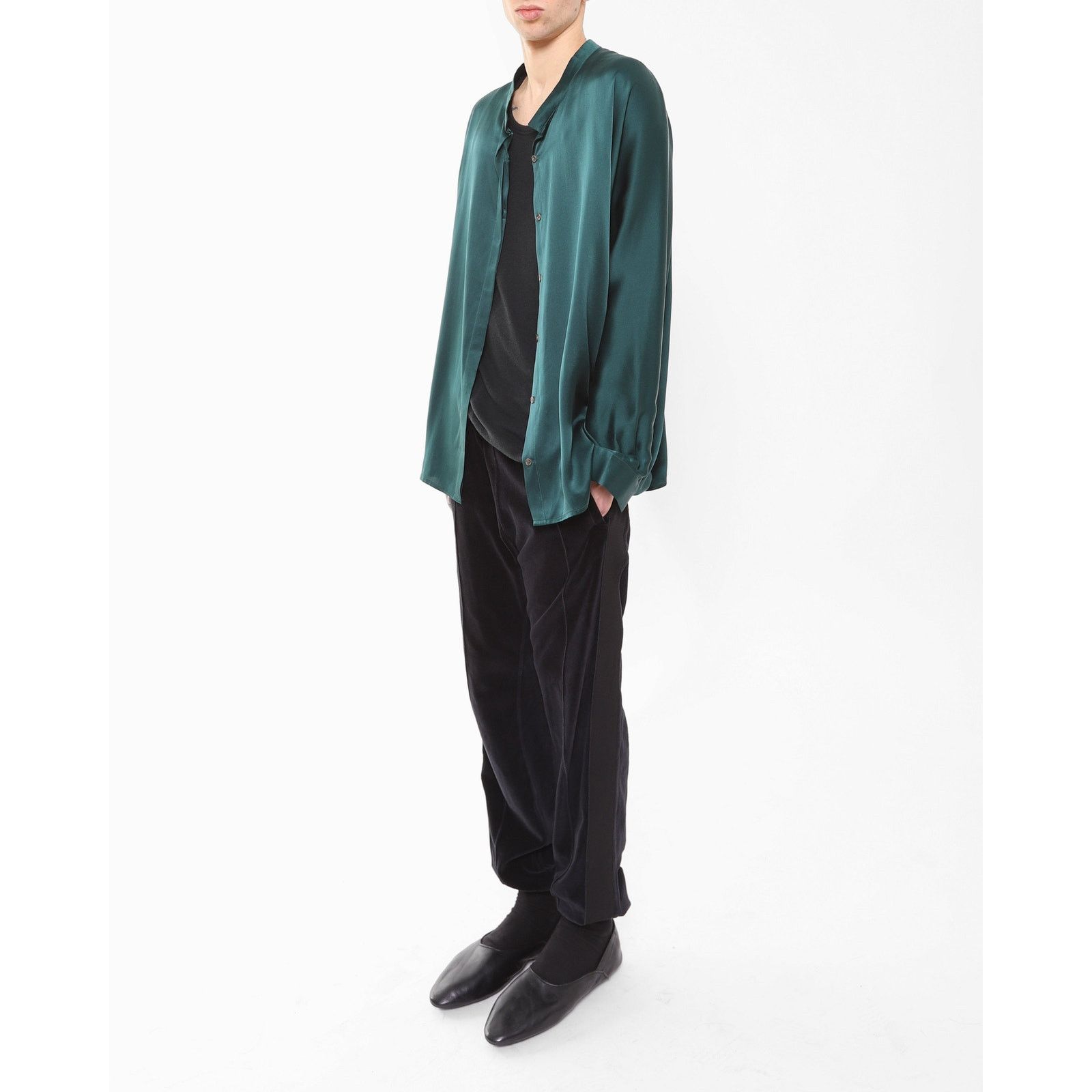Haider Ackermann FW18 Oversized Mandarin in Forrest Green Silk Size US M / EU 48-50 / 2 - 7 Thumbnail