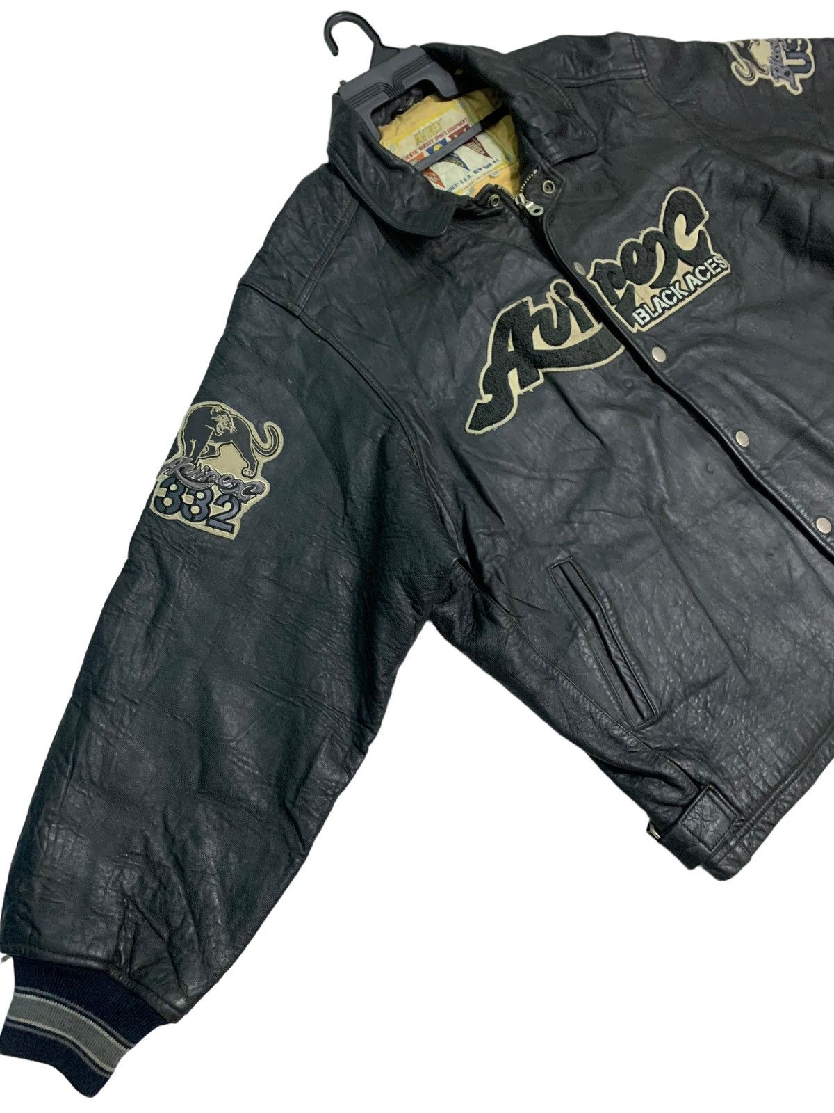 Avirex 🔥Vintage Avirex Black Aces (Oversized 3XL) Leather Jacket Size US XXL / EU 58 / 5 - 8 Thumbnail