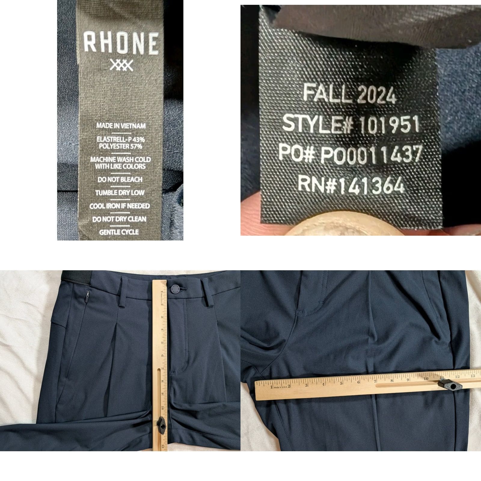 Rhone Rhone Slim 32x26 Commuter Pants in Cropped Navy Blue - Men - Flat Front, Pockets, Stretch, Microfiber, Polyester, Tapered Leg - Casual, Business Size US 32 / EU 48 - 8 Thumbnail