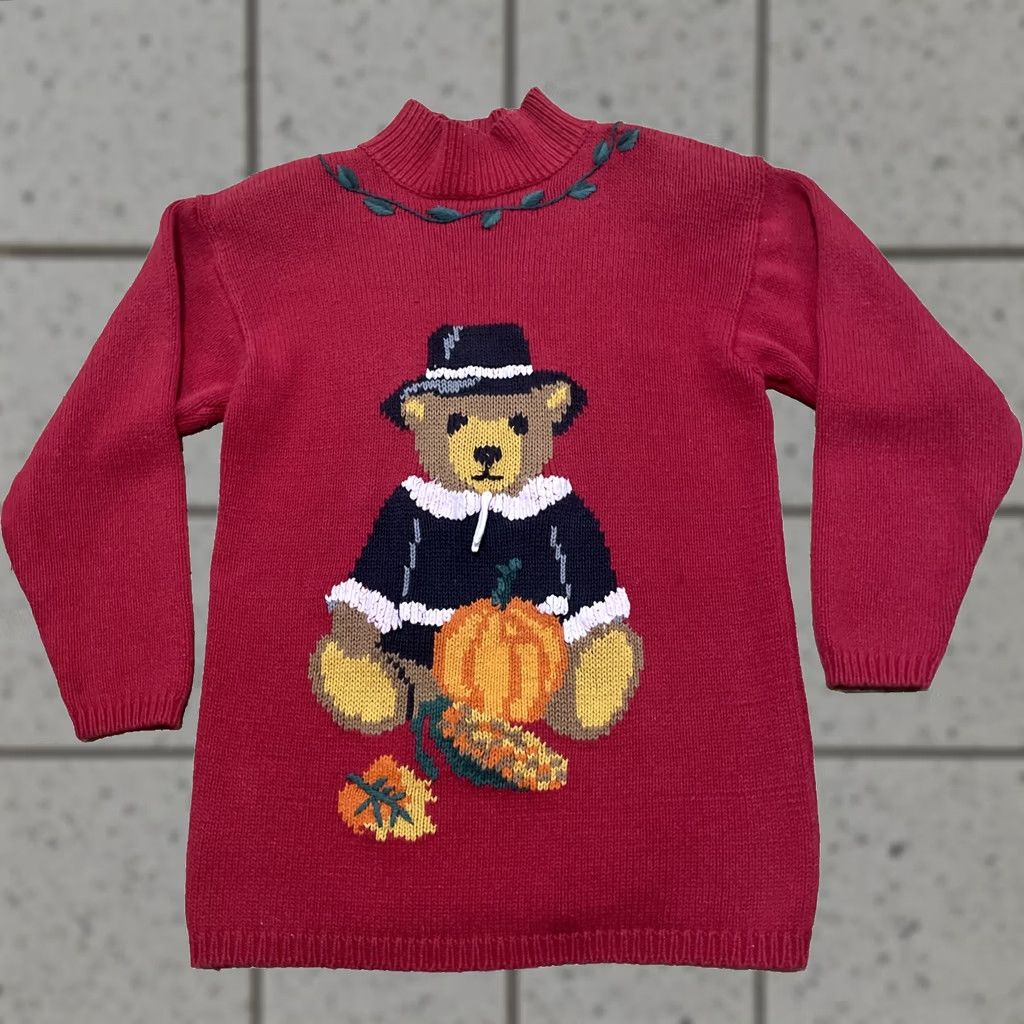 Vintage VINTAGE The Eagle's Eye Halloween Teddy Big Bear Pumpkin Sweater Women L Pullover Red Black Orange 90s Halloween Decor Ladies L Size L / US 10 / IT 46 - 1 Thumbnail