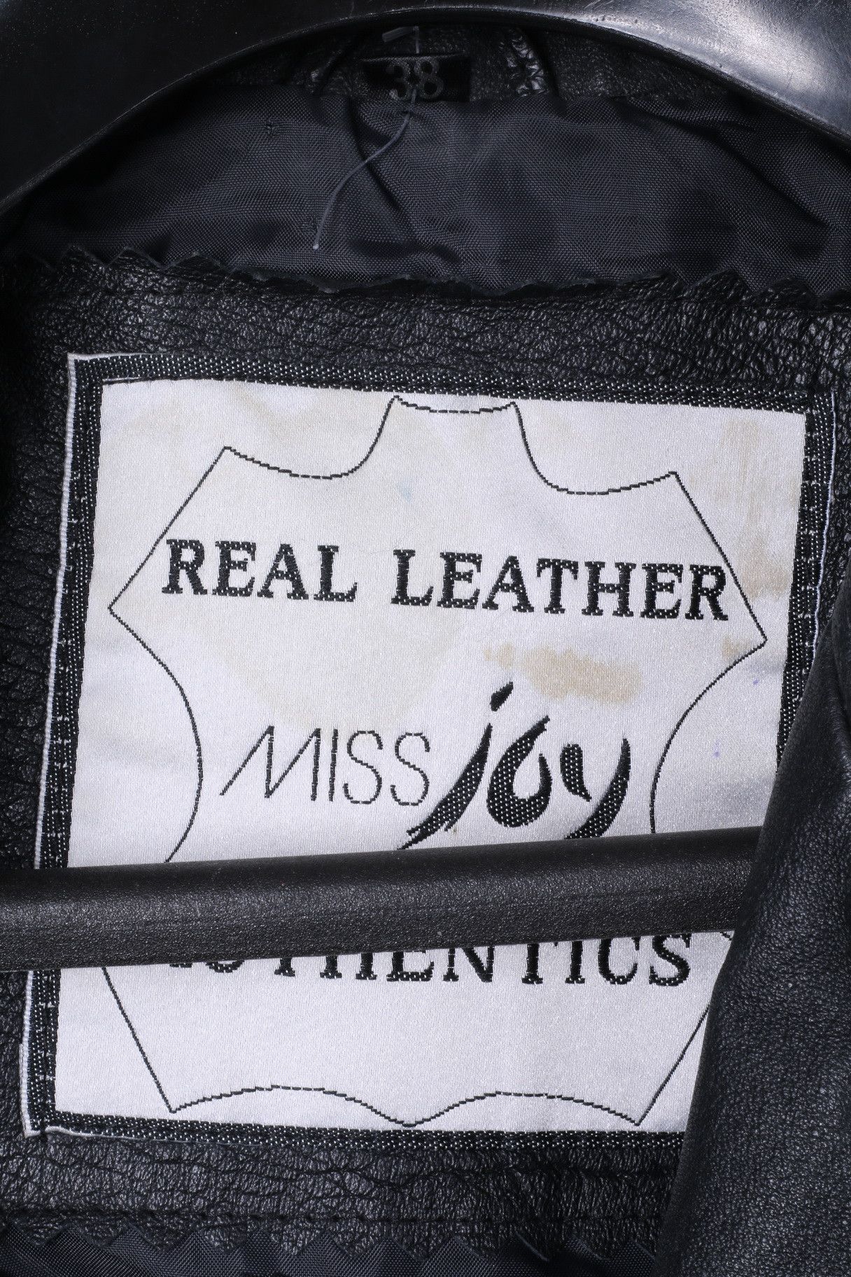 Vintage Miss Joy Women 38 M Jacket Black Leather Biker 0978 Size M / US 6-8 / IT 42-44 - 4 Thumbnail