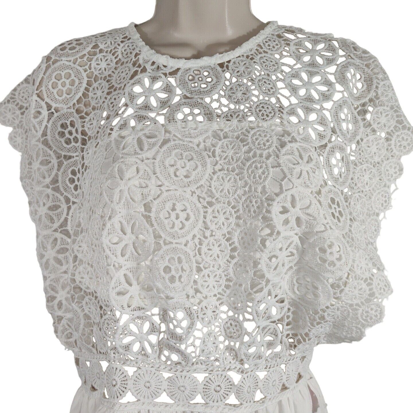 Other Area Stars White Lace Bodice Mini Dress Women Size L Size L / US 10 / IT 46 - 3 Thumbnail