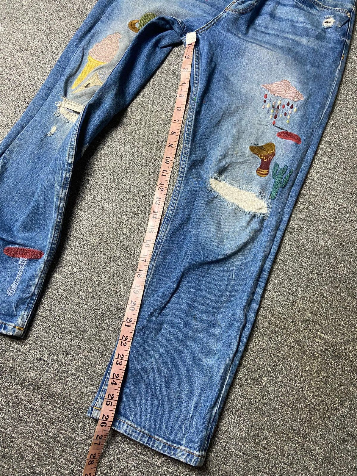 Zara Zara Women Embroidered Distressed Jeans (145) Size 31" - 6 Thumbnail