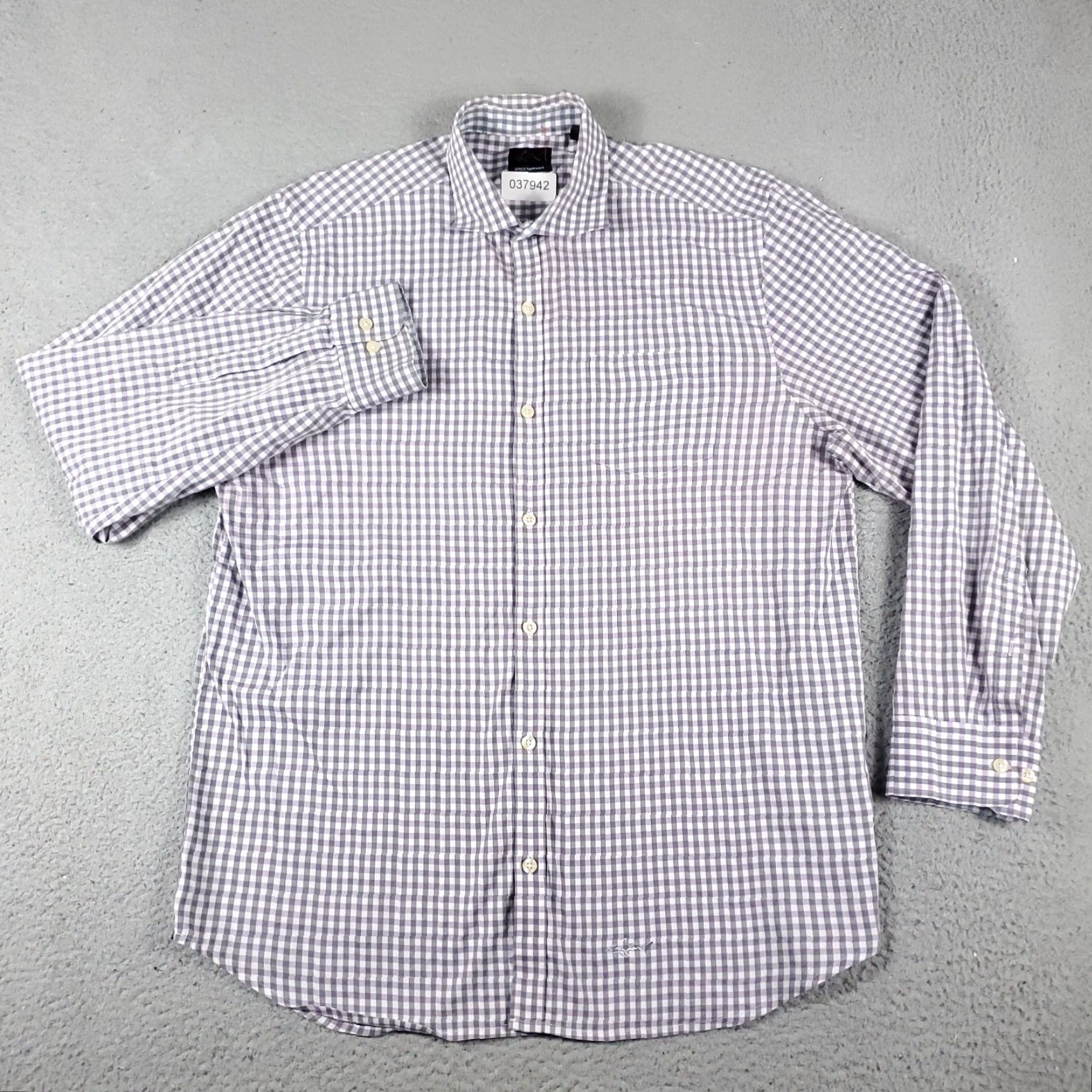 Vintage Greg Norman Shirt Mens XL Purple Gray Check Button Up Long Sleeve Size US XL / EU 56 / 4 - 2 Thumbnail