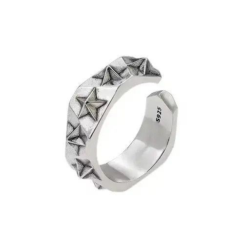 Jewelry Silver Star Army Gothic Ring Size ONE SIZE - 8 Thumbnail