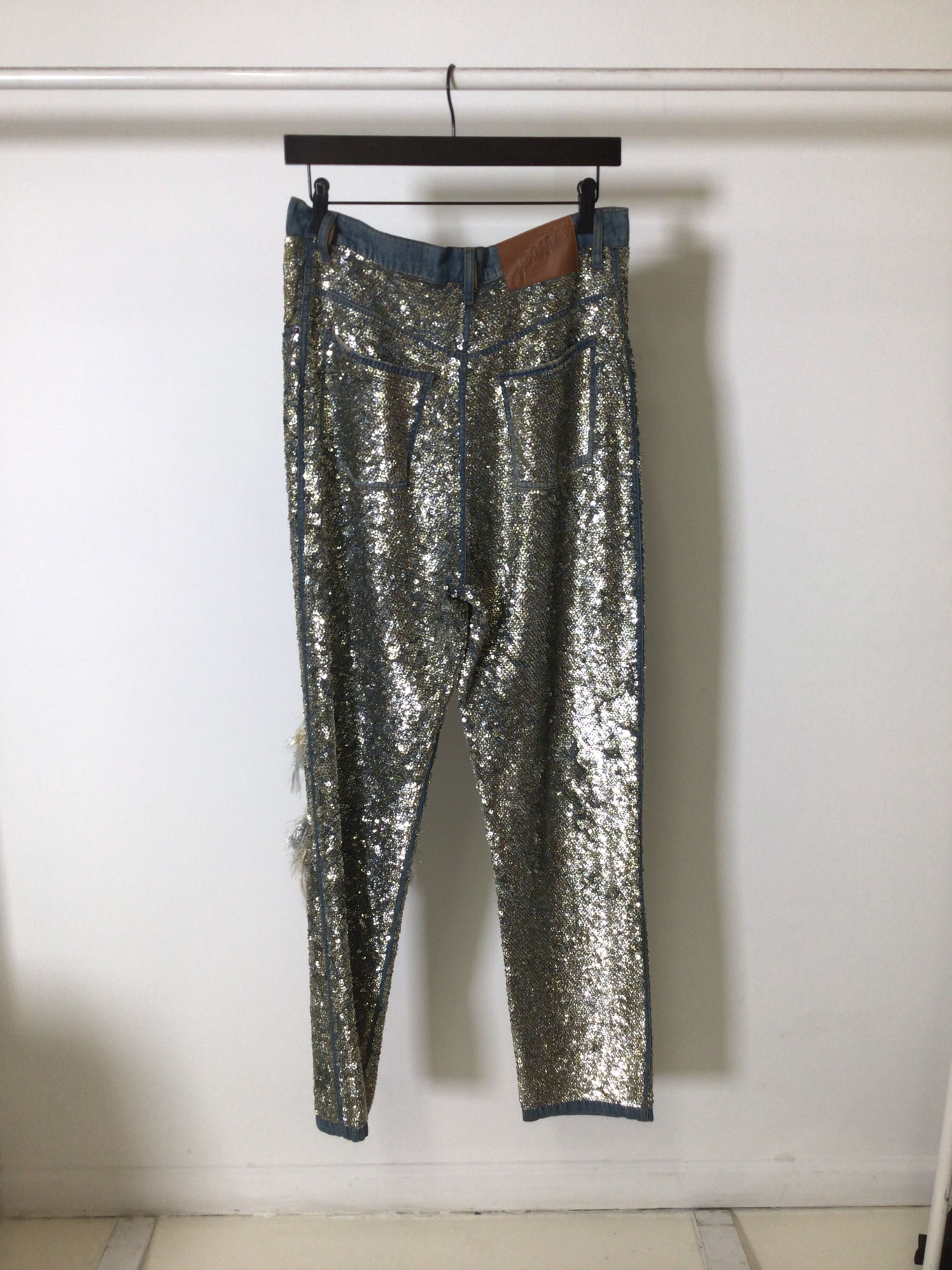 ASHISH Ashish Embellished Silver Denim Size 31" - 2 Thumbnail