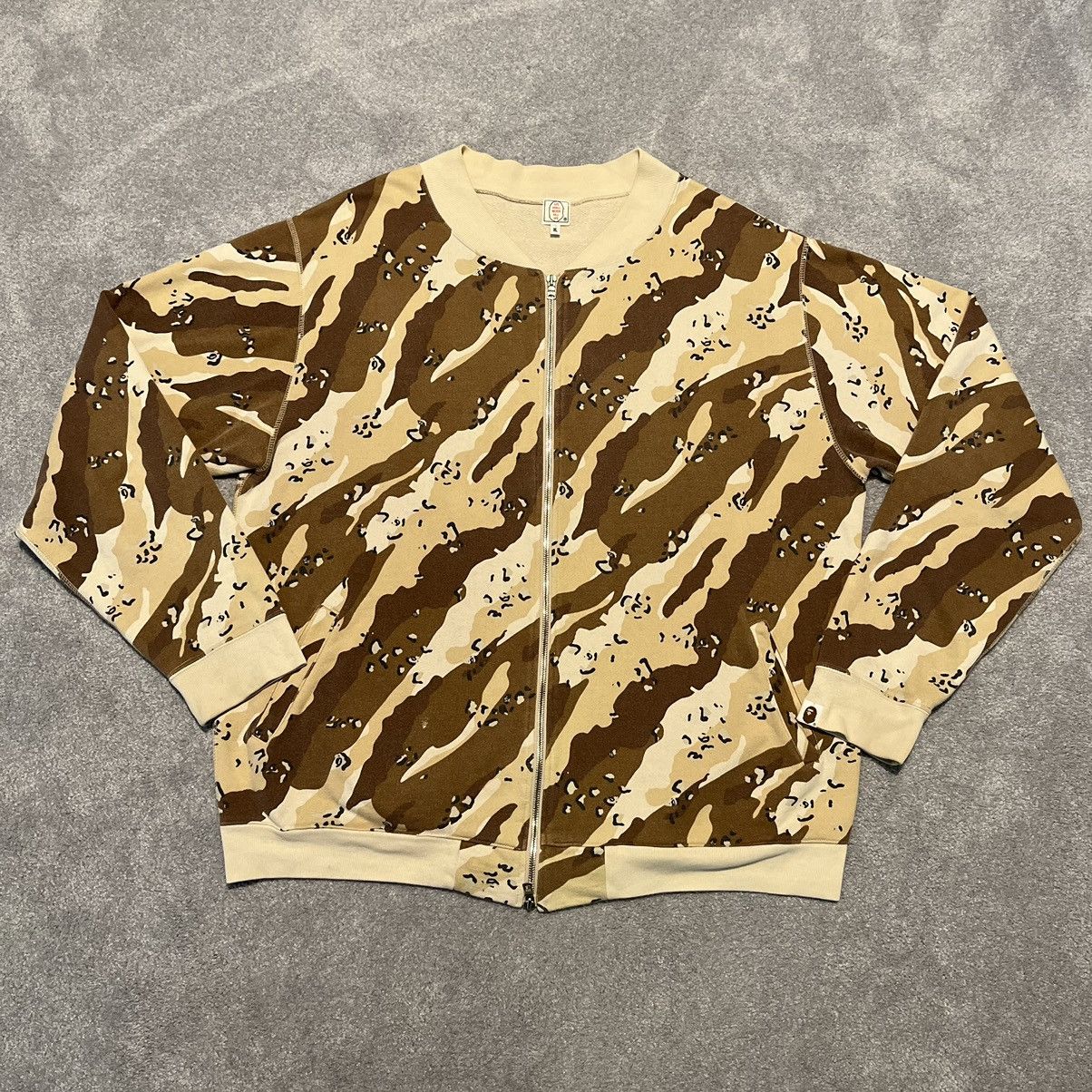 image of Og A Bathing Ape Bape Desert Camo Zip Up Bomber Jacket, Men's (Size 2XL)