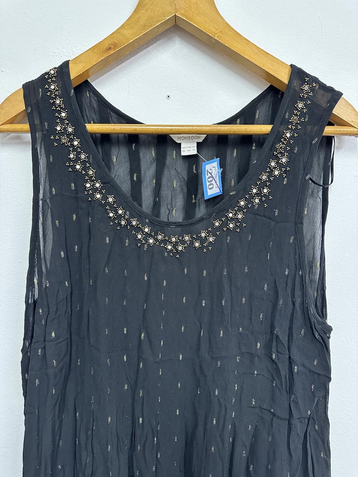 Other Monsoon Black Embellished Sleeveless Tank Top Size XL / US 12-14 / IT 48-50 - 3 Thumbnail