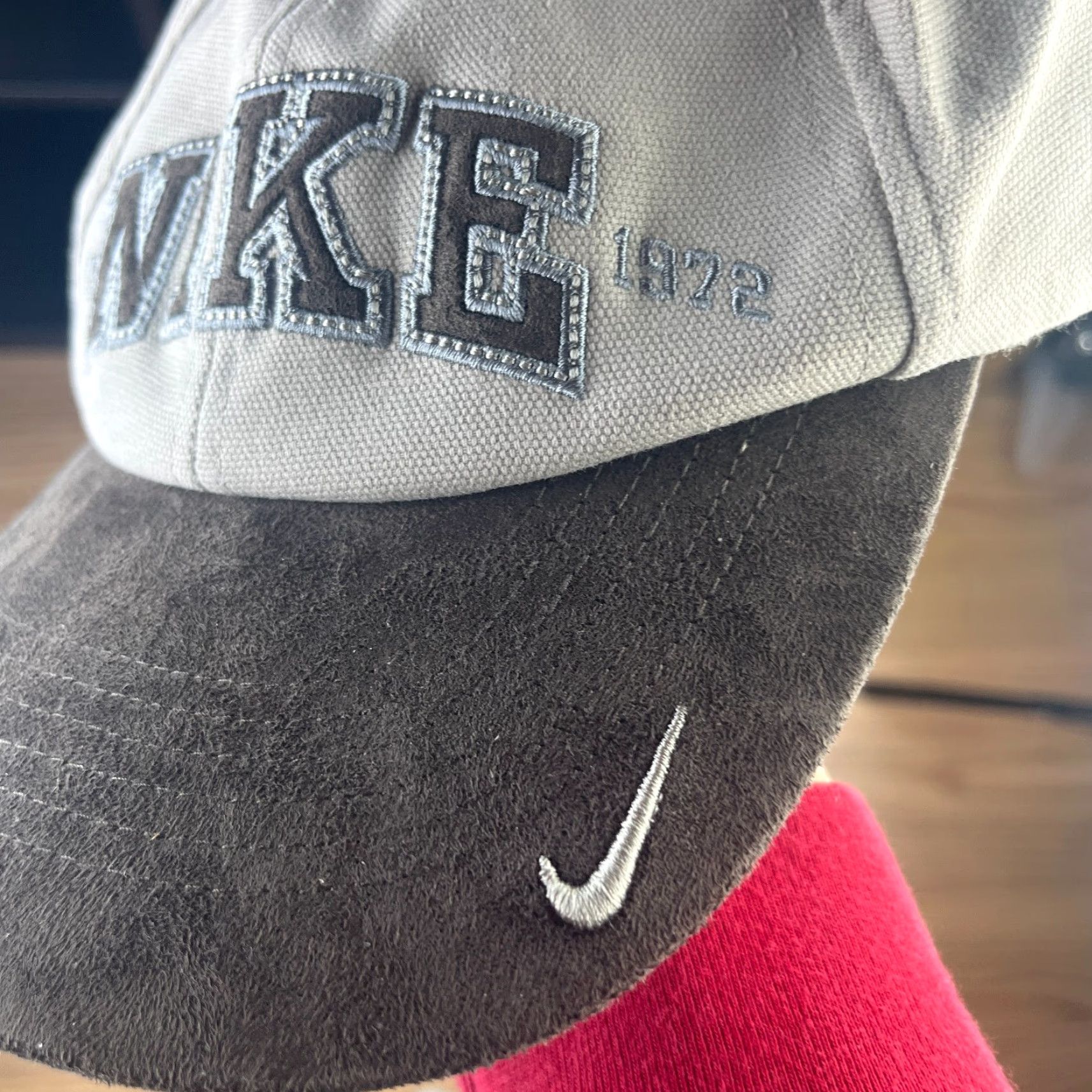 Nike VINTAGE Nike Y2K Fitted Hat Large XL AdjustaBle Baseball Cap Mens Skull 90s Brown Fur Cotton Acrylic Canvas Size ONE SIZE - 3 Thumbnail