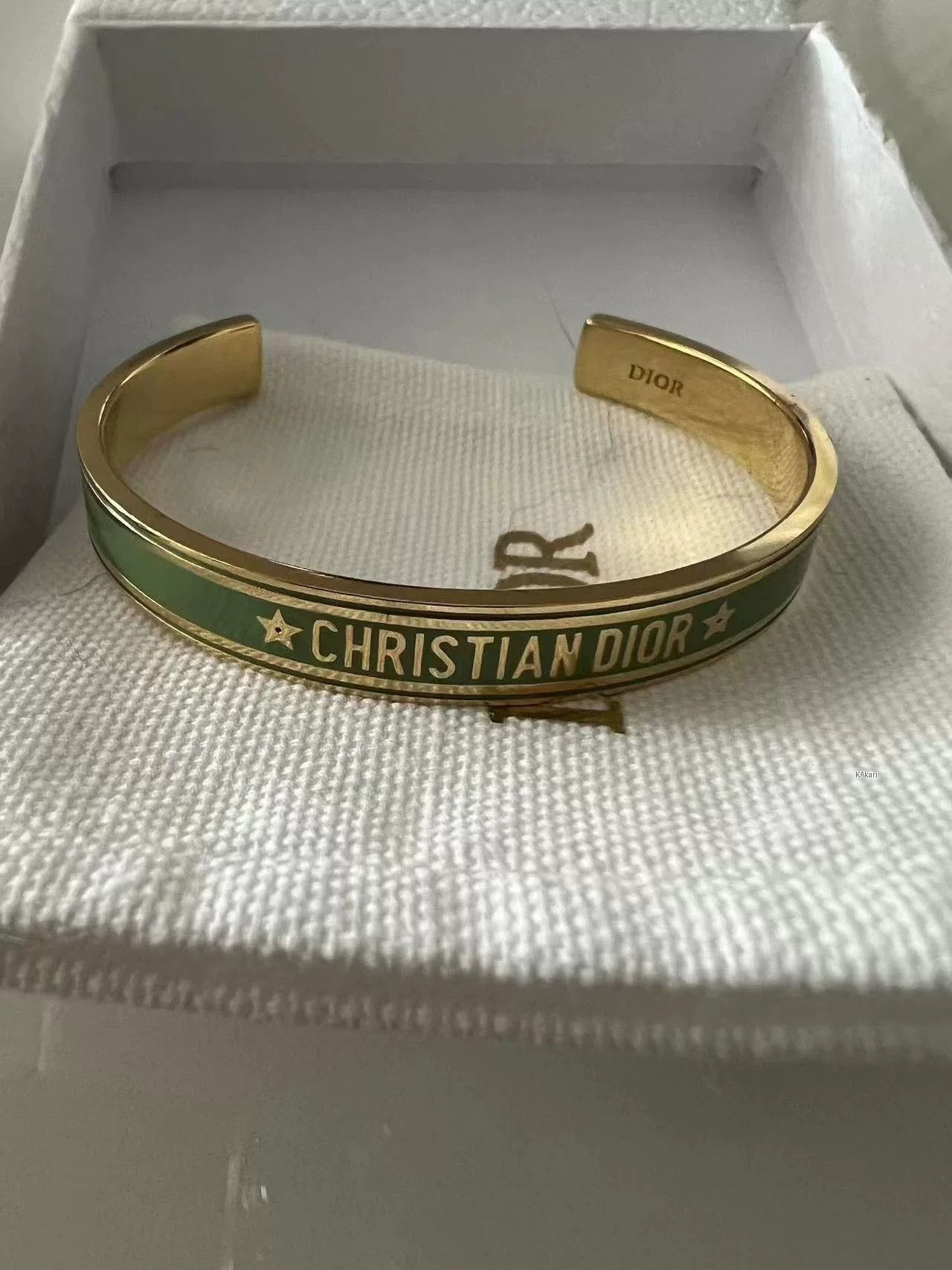 Dior Dior Green Enamel Letter Open Bangle M Size ONE SIZE - 4 Thumbnail